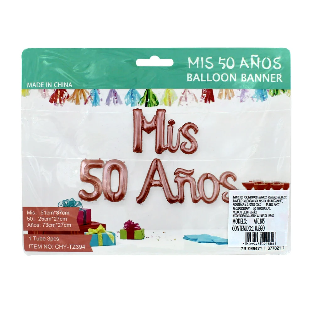 Paquete con 9 globos metálicos mis 50 años, variedad de colores / chy…