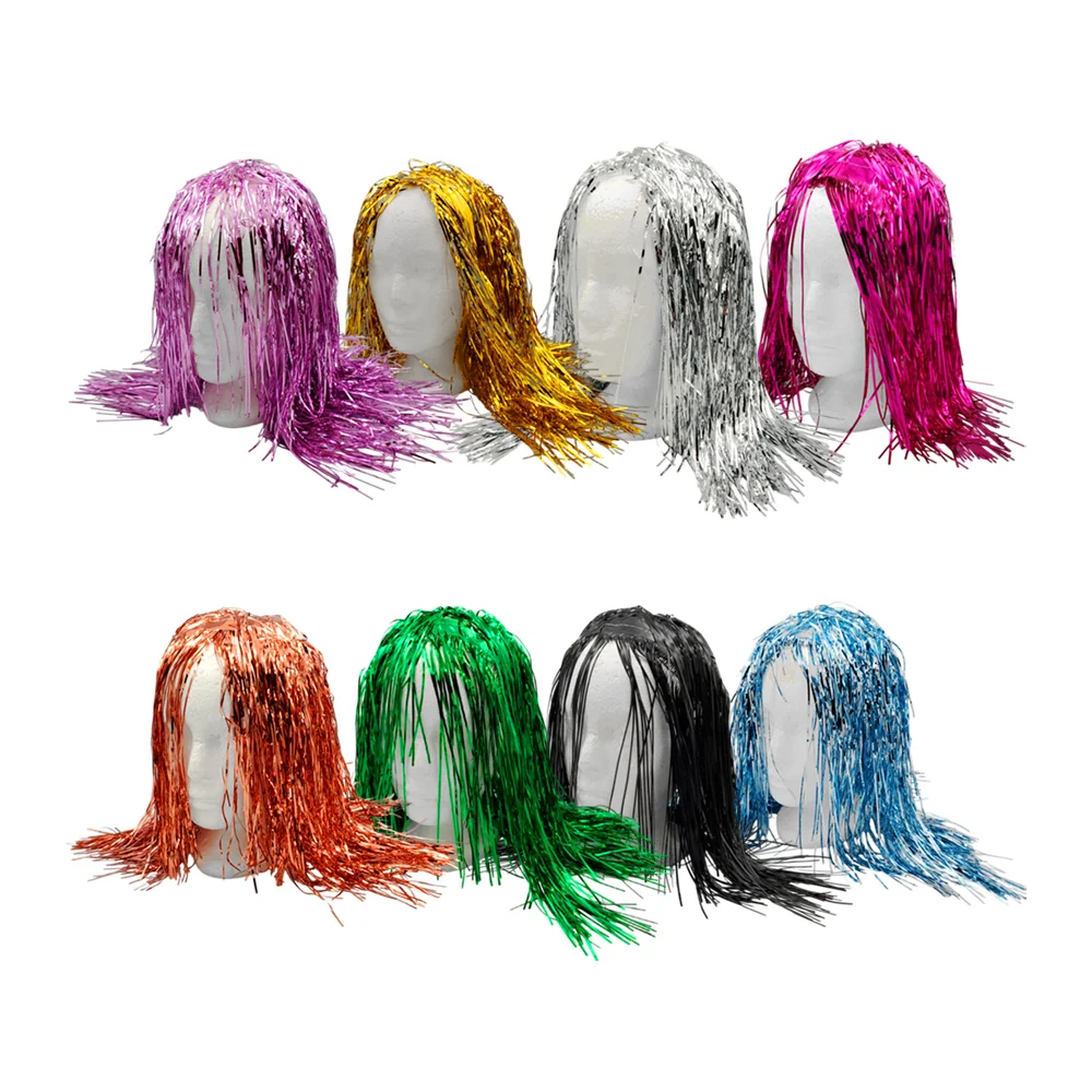 Peluca para fiesta con efecto metálico tipo lluvia, variedad de color…