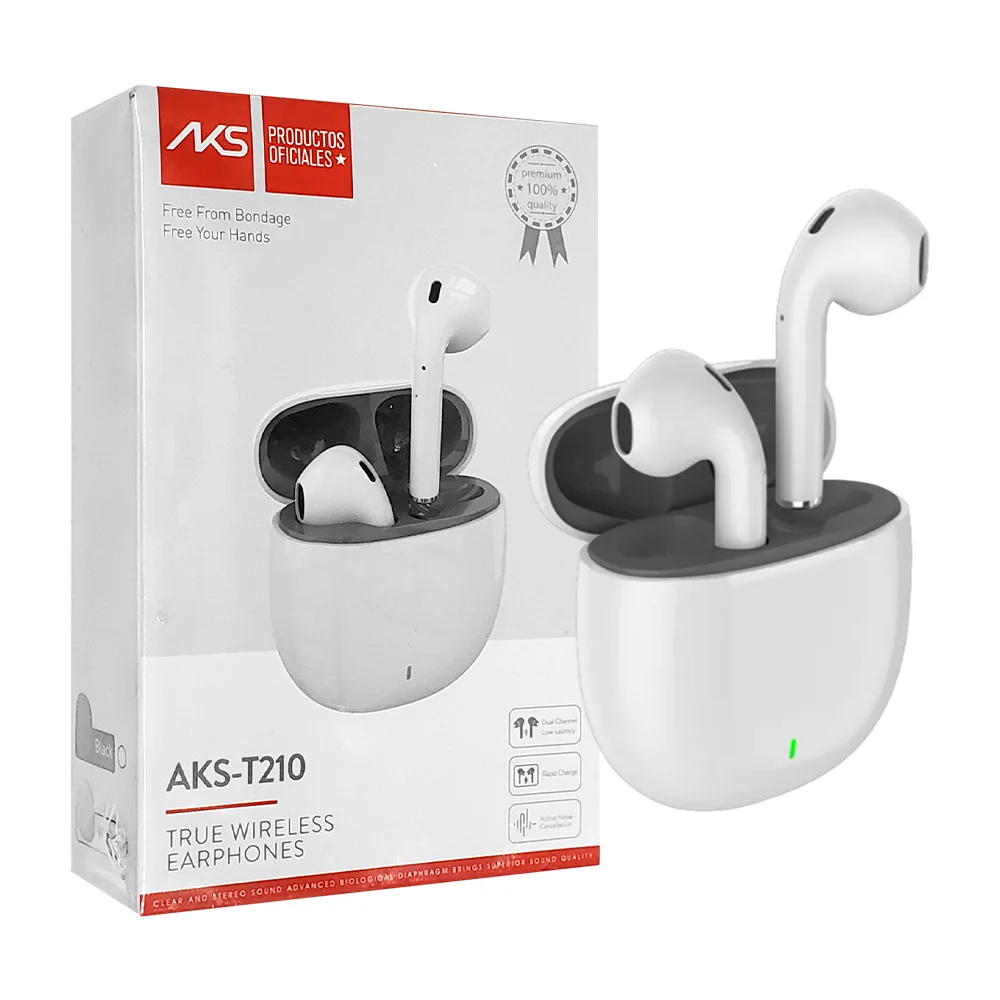 Audífonos bluetooth inalámbricos aks con estuche de carga, variedad d…