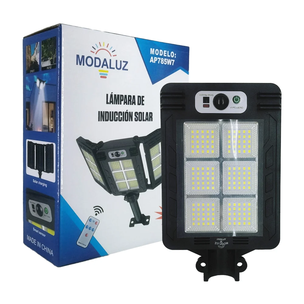 Lámpara triple de inducción solar con sensor de movimiento y control …