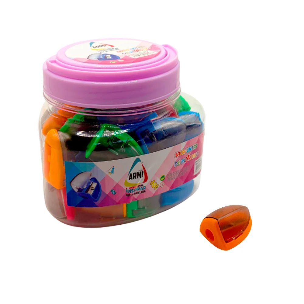 Sacapuntas triangular con depósito para la basura, variedad de colore…