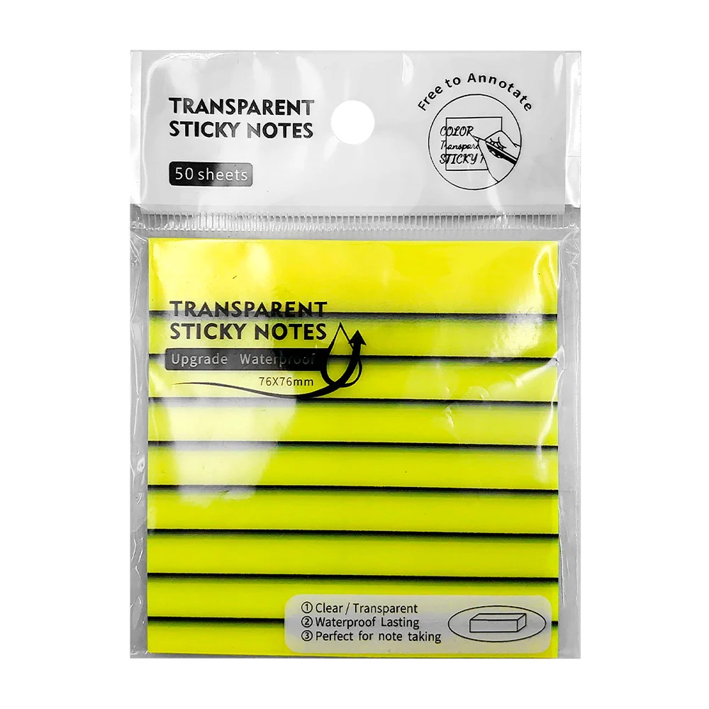 Paquete de 50 post-it notas adhesivas transparentes con líneas, 76x76…