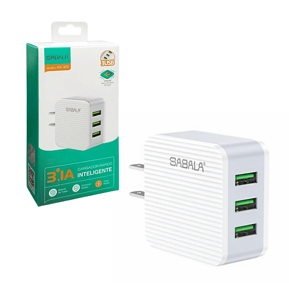 Cubo cargador sabala de carga rápida con 3 puertos usb, 3.1a / 058248…