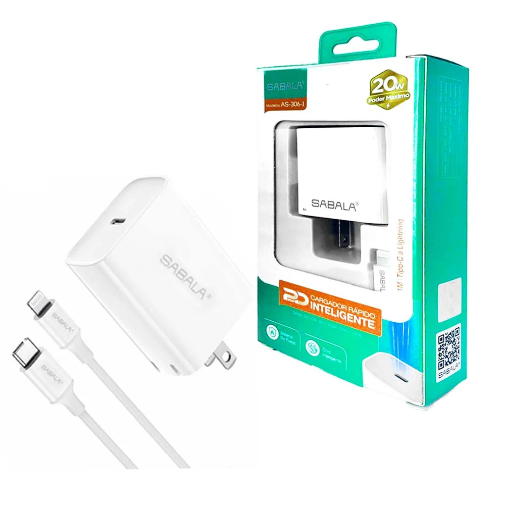 Combo cargador sabala con cable de entrada tipo c a lightning iphone ...