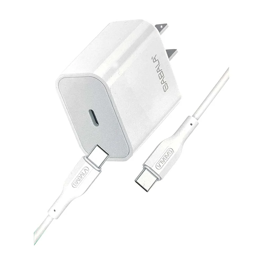 Cubo cargador de carga rápida sabala con puerto tipo-c, 20w / as-306
