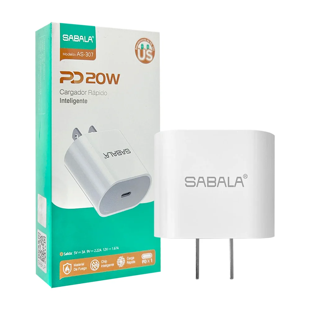 Cubo de carga sabala con puerto tipo-c, 20w / as-307