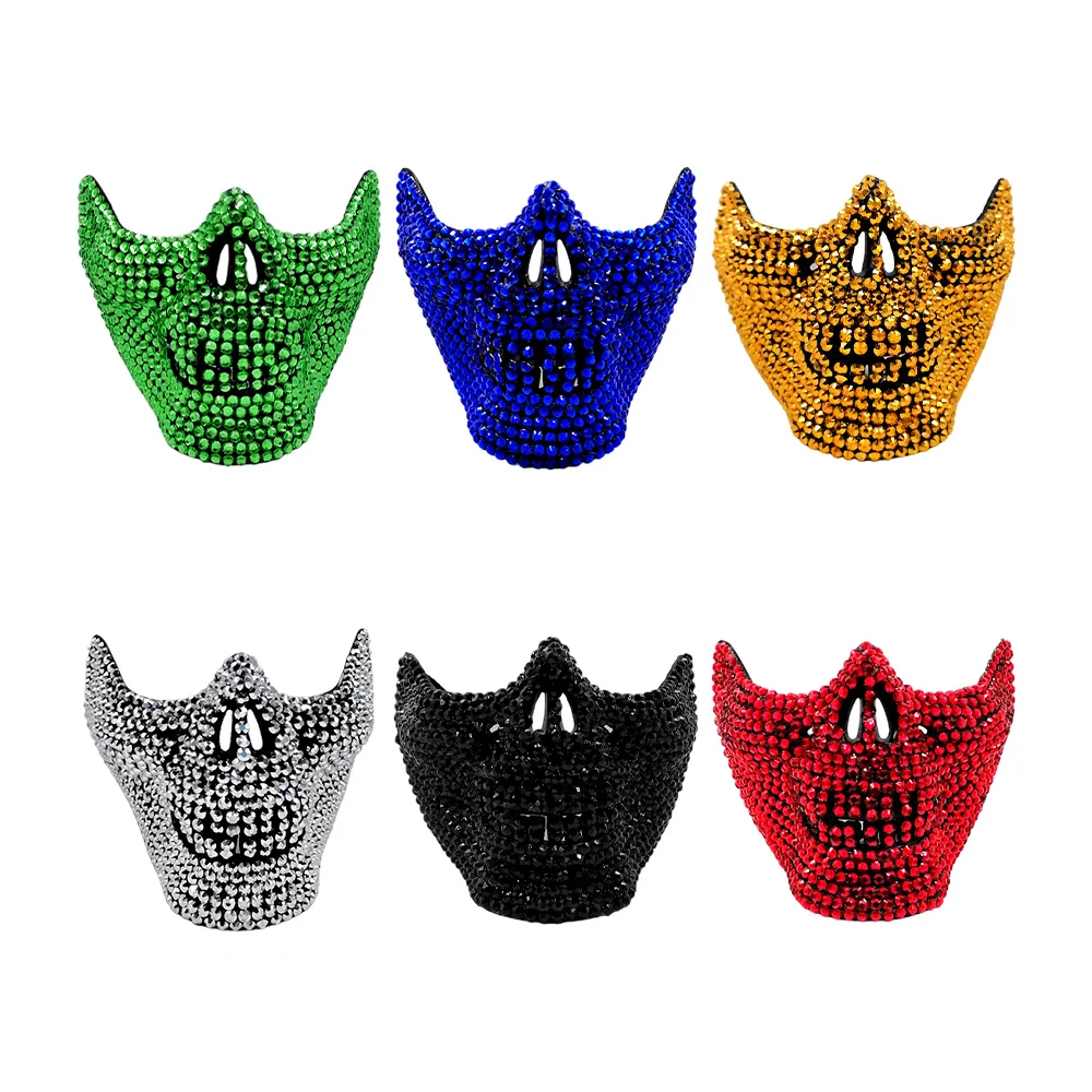 Máscara para halloween con diseño mandíbula de calavera con diamantes…