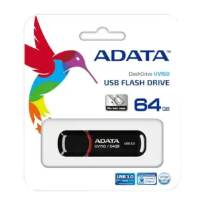 Memoria flash adata uv150 de 64gb con usb 3.2 en color negro / auv150…