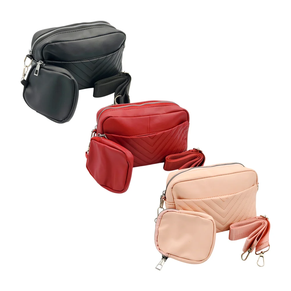 Bolsa rectangular pequeña de piel sintética para dama con 2 compartim…