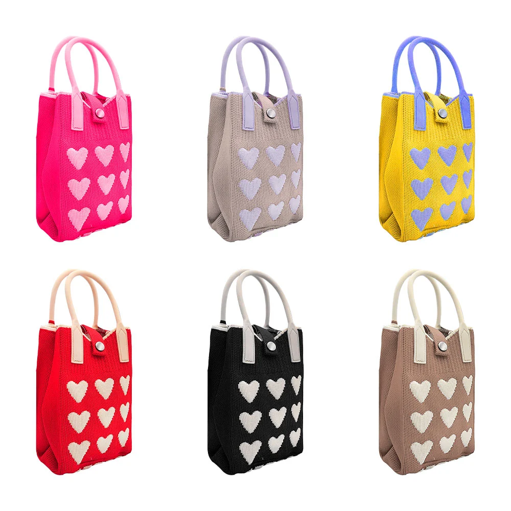 Bolsa cruzada de tela para celular con diseño tejido de corazones, in…