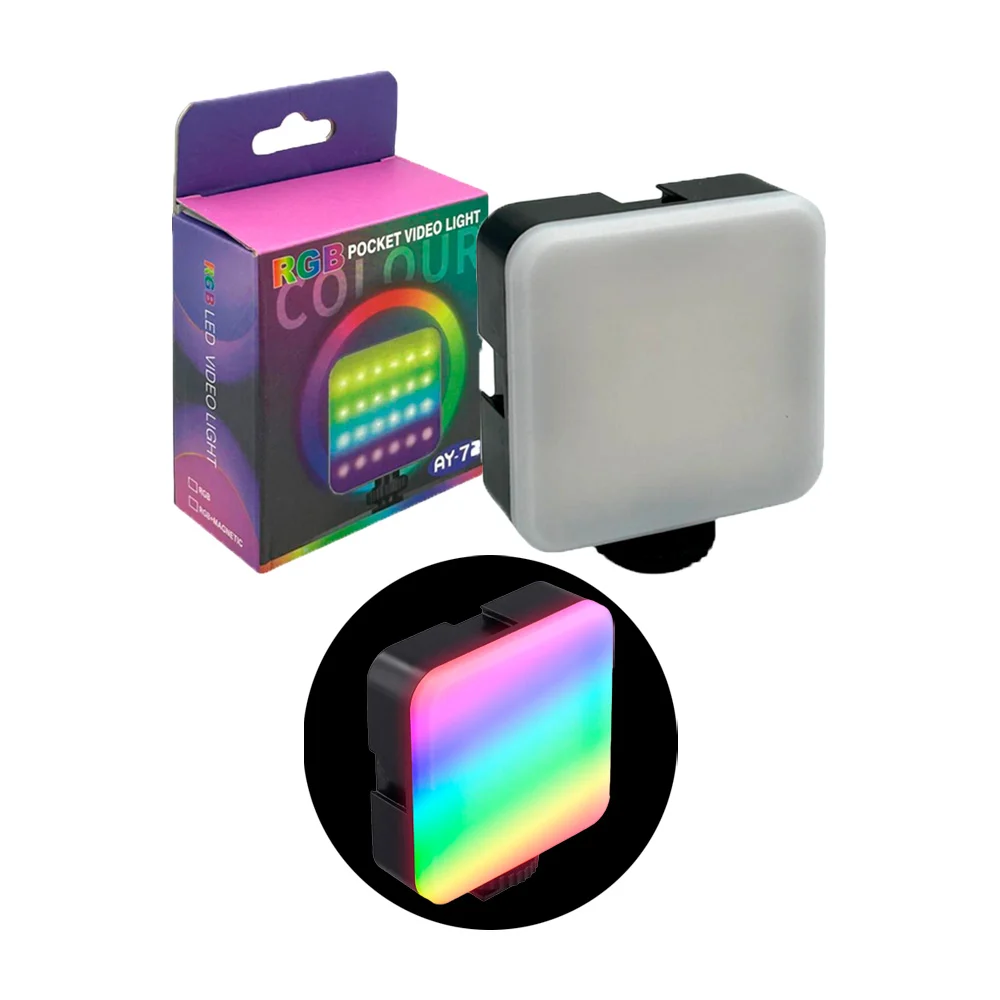 Lámpara cuadrada recargable de bolsillo con luz rgb para cámara / poc…
