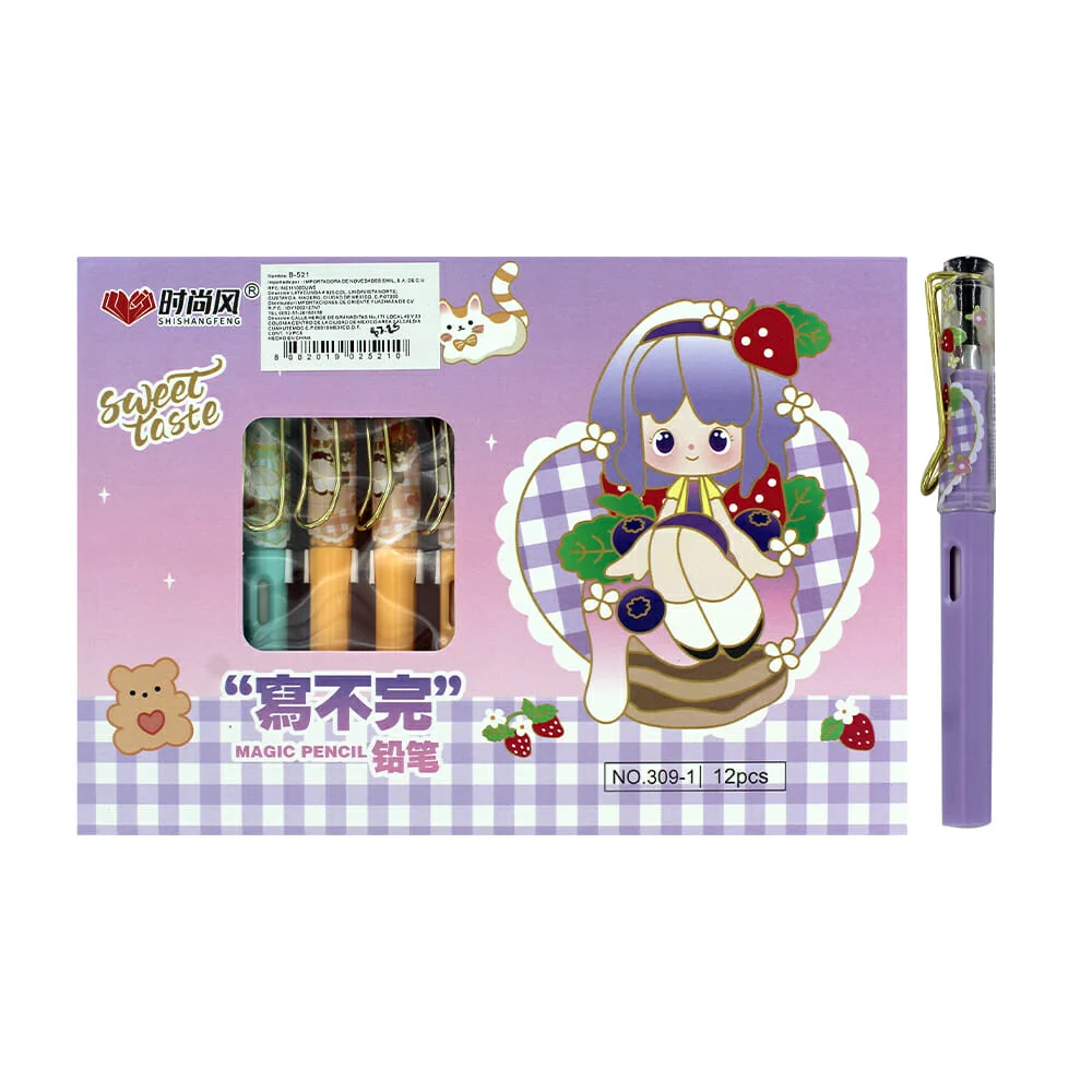 Caja de 12 lápices mágicos infinitos shishangfeng con diseño kawaii s…