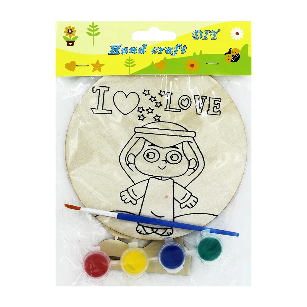 Dibujo de madera con 4 acuarelas de colores y pincel, variedad de mod…