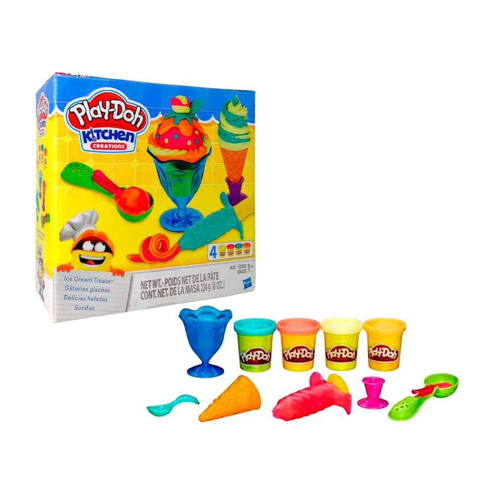 Set de 4 masas moldeables play-doh con accesorios para crear helados,…