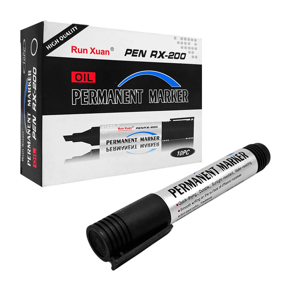 Paquete con 10 marcadores permanentes de color negro run xuan / pen r…