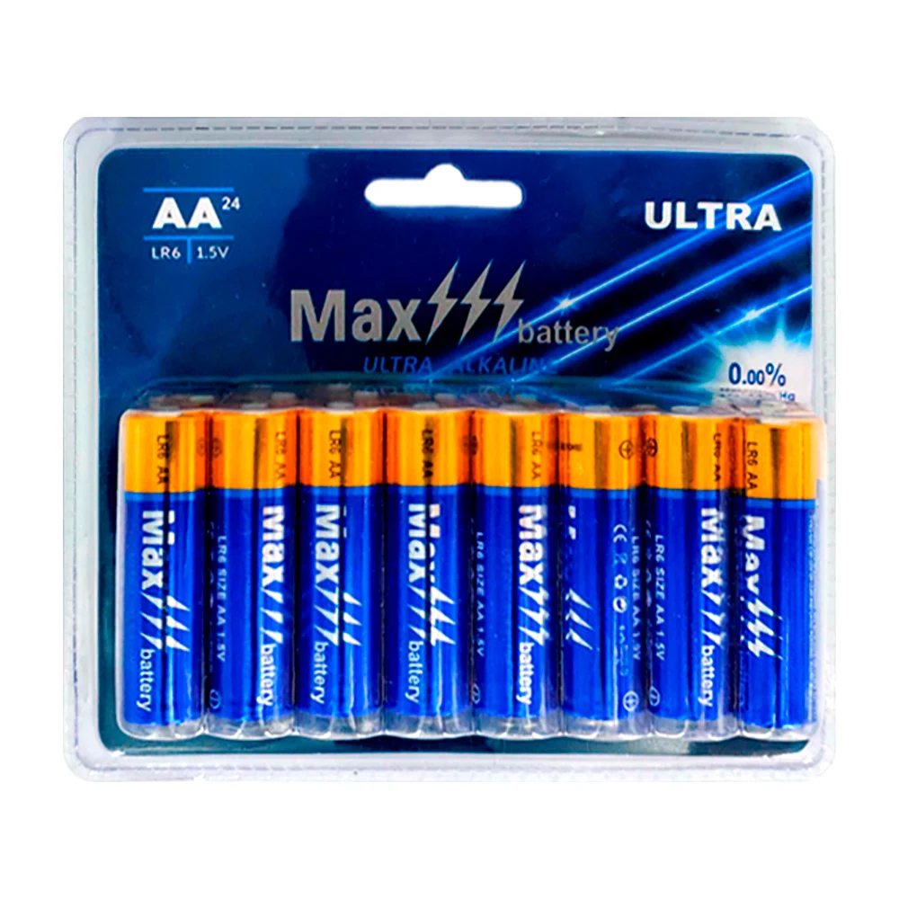 Blíster con 24 baterías pilas alcalinas max battery aa, lr6, 1.5v / b…