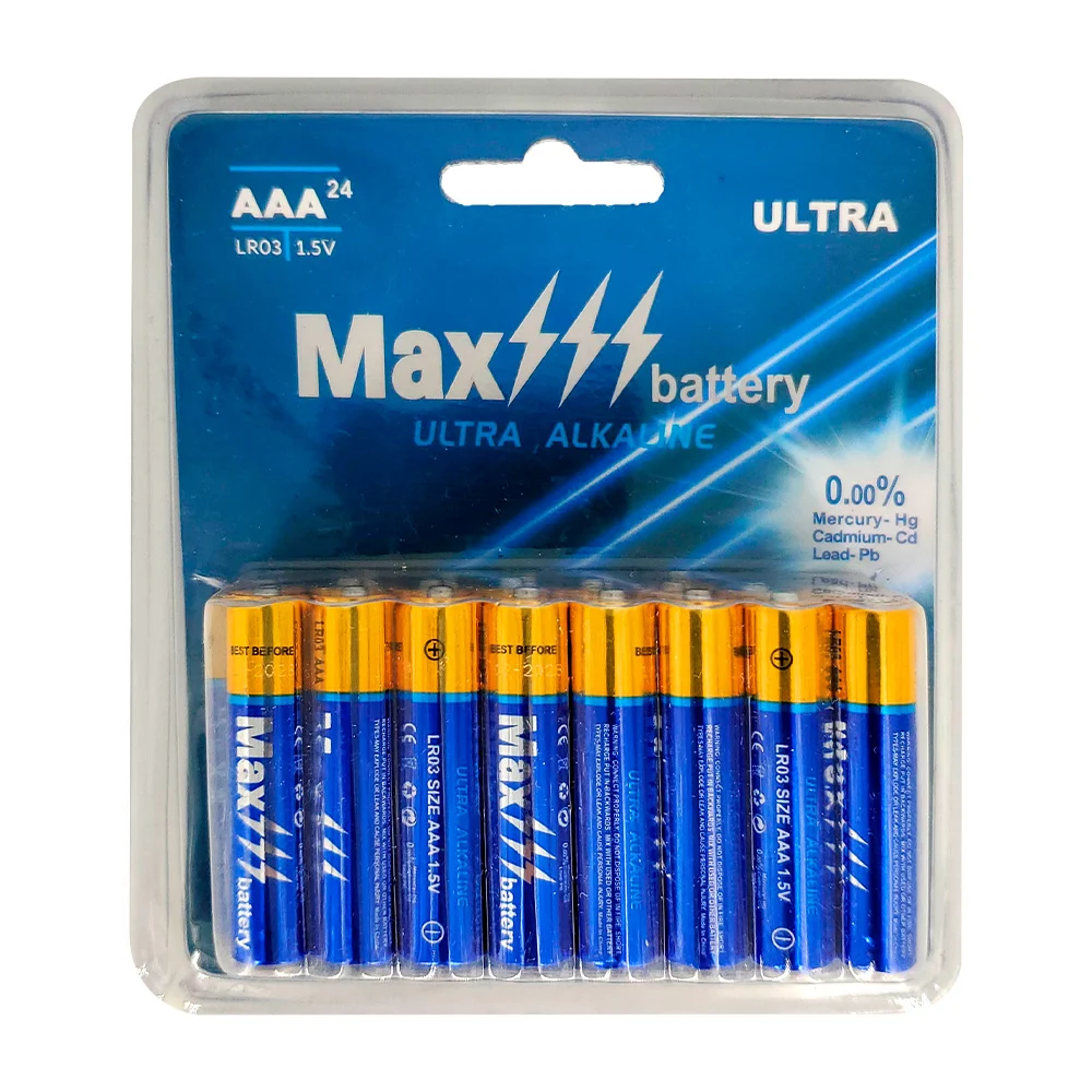 Blíster con 24 baterías pilas alcalinas max battery aaa, lr03, 1.5v /…