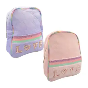 Mochila pequeña infantil de 1 compartimento, diseño de corazones bord…