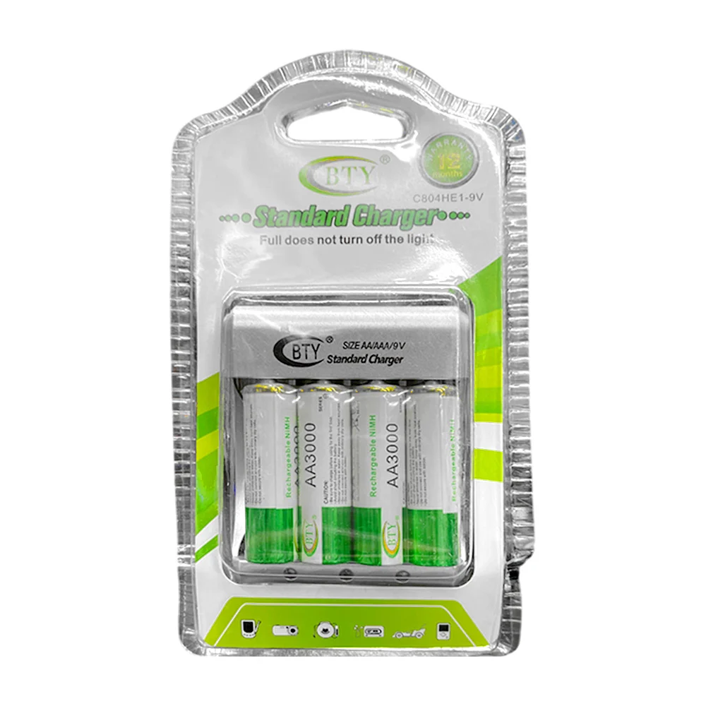 Cargador universal bty para baterías recargables, y 4 baterías doble …