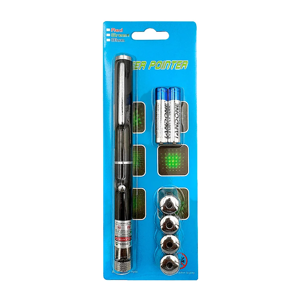 Blíster con apuntador láser de color verde con 4 cabezales intercambi…