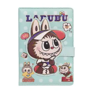 Libreta rectangular de pasta cocida, acolchada con estampado de labub…