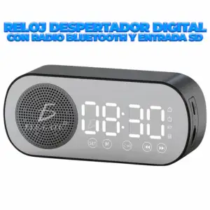 Reloj despertador bocina bluetooth ele-gate con ranura para micro sd,…