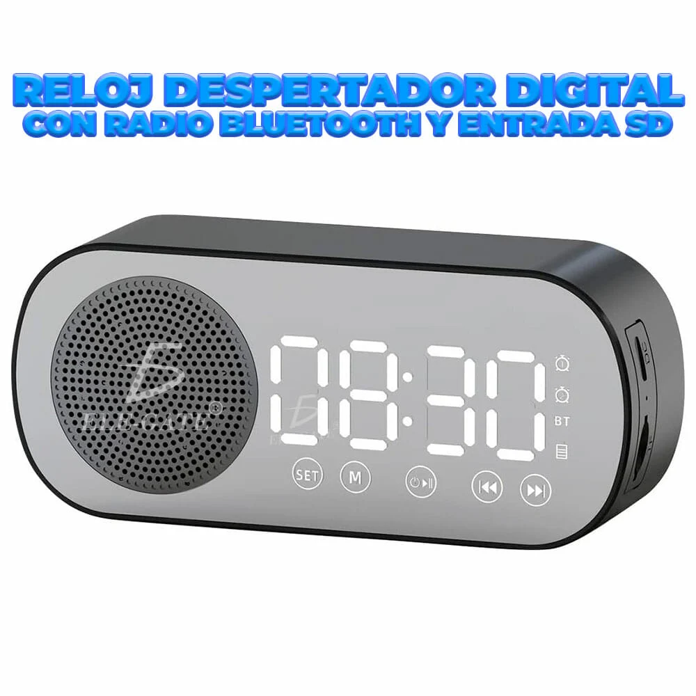Reloj despertador bocina bluetooth ele-gate con ranura para micro sd,…