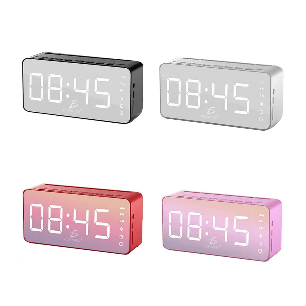 Reloj bocina bluetooth ele-gate con pantalla digital y función de rad…