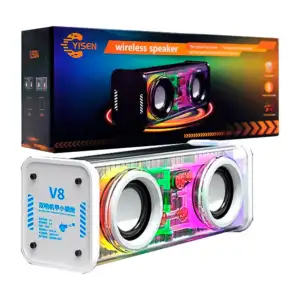 1pza Bocina inalámbrica, recargable, rectangular, con iluminación rgb…