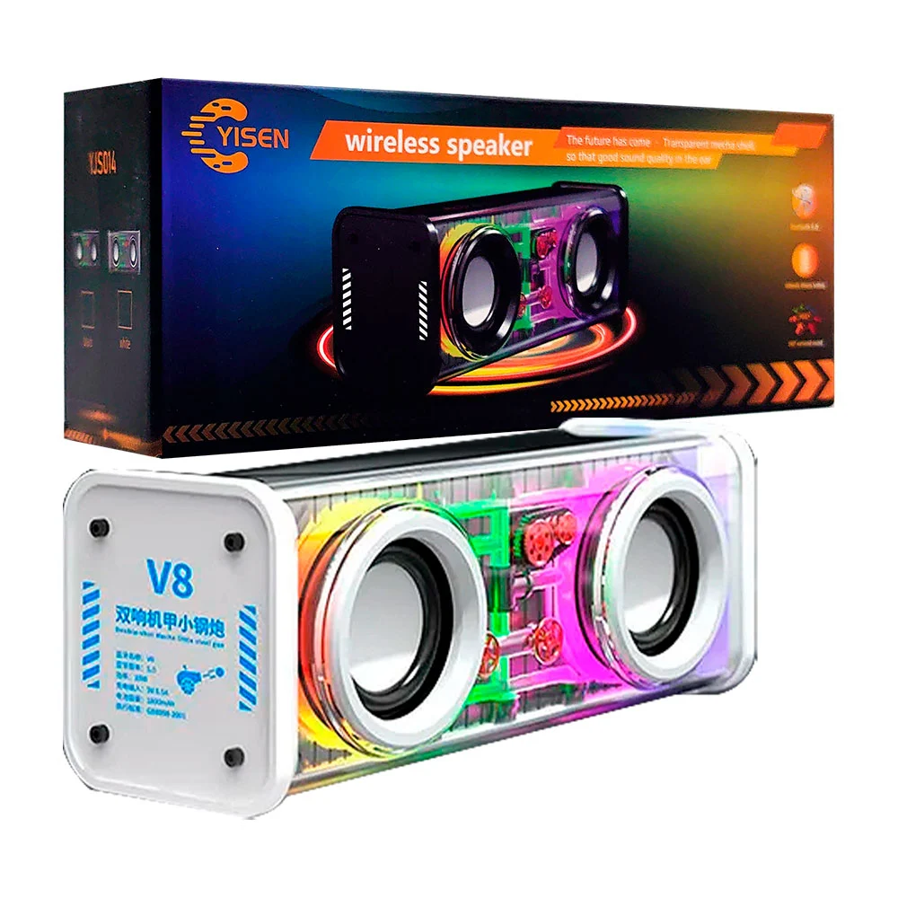1pza Bocina inalámbrica, recargable, rectangular, con iluminación rgb…