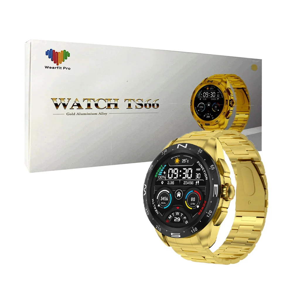 Reloj smartwatch redondo ts66 con carga inalámbrica y correa metálica…