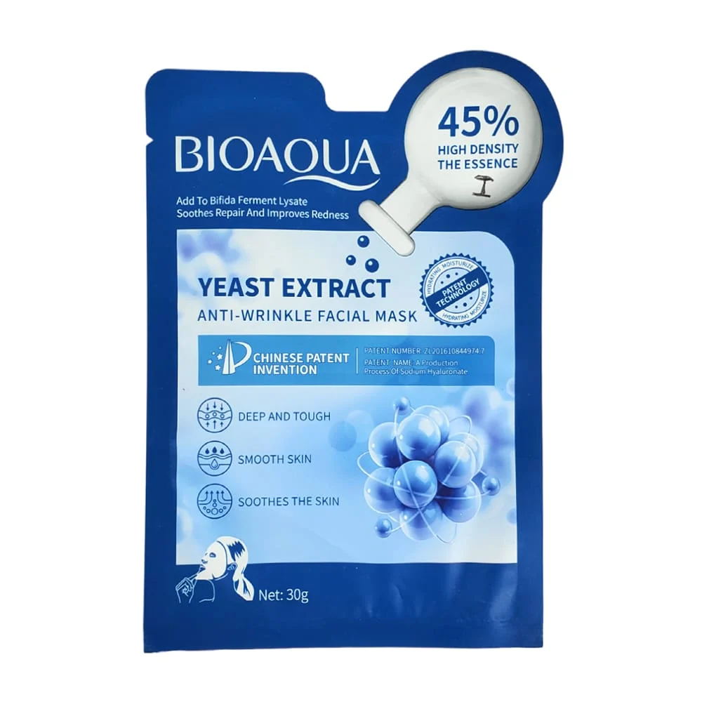 Mascarilla facial bioaqua antiarrugas con levadura bífida, 30g / bqy9…