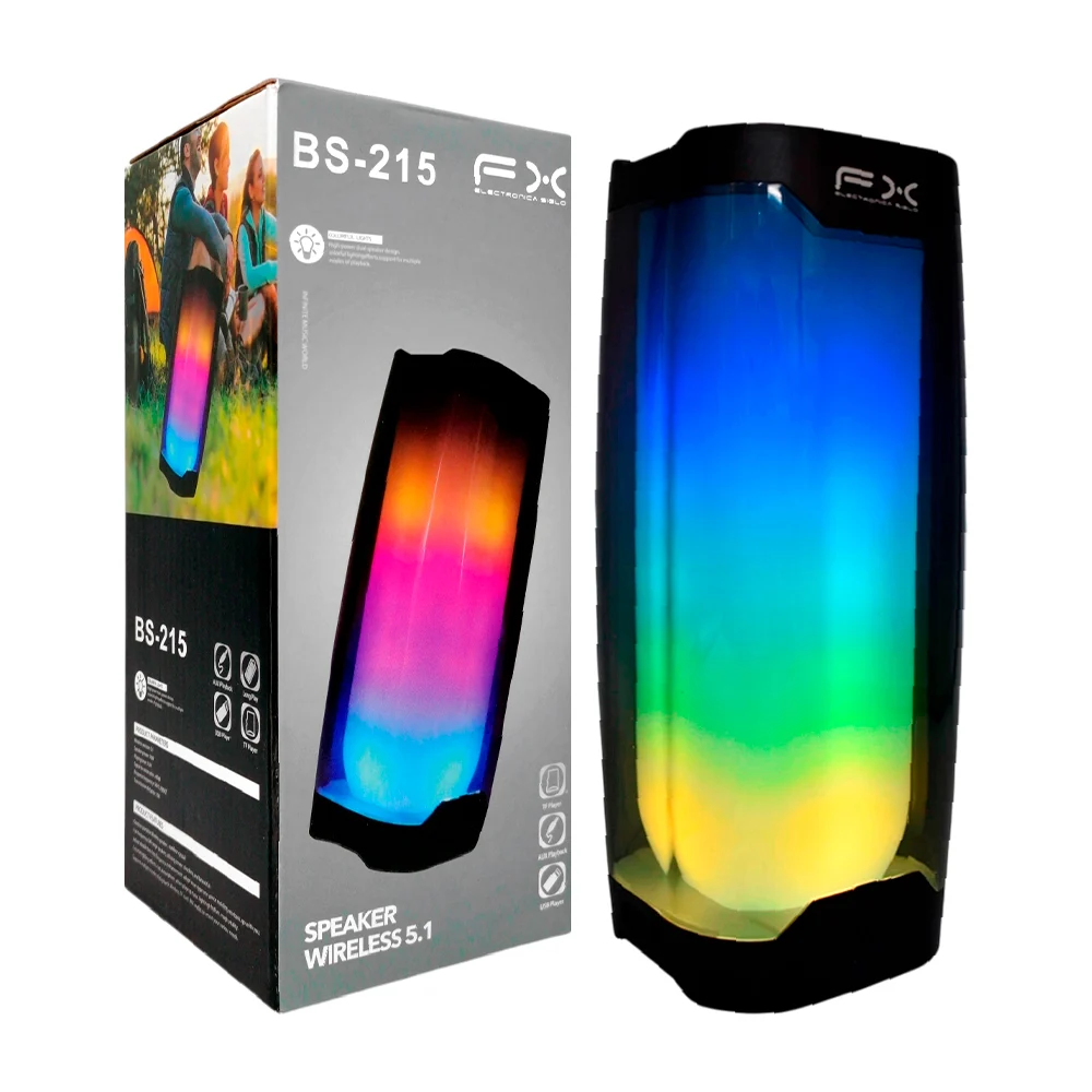 Bocina bluetooth fx portátil con luz rgb y ranura para tarjeta tf / s…