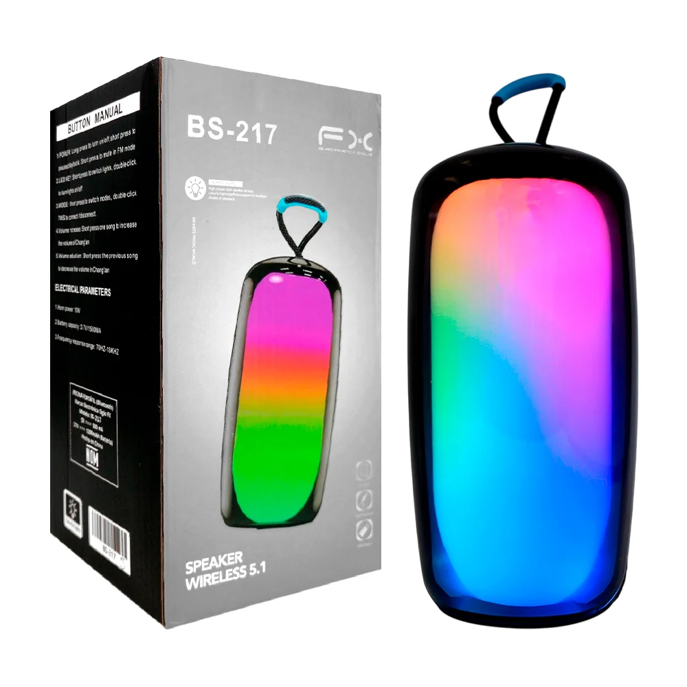 Bocina bluetooth fx portátil en forma de cilindro con luz rgb, ranura…