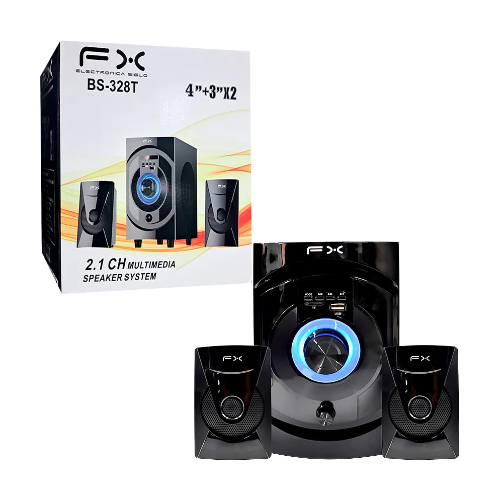 Teatro en casa de 3 bocinas fx con radio fm, puerto usb y ranura para…