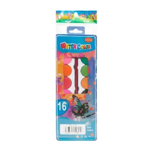 Estuche con 16 acuarelas de colores y píncel brocha