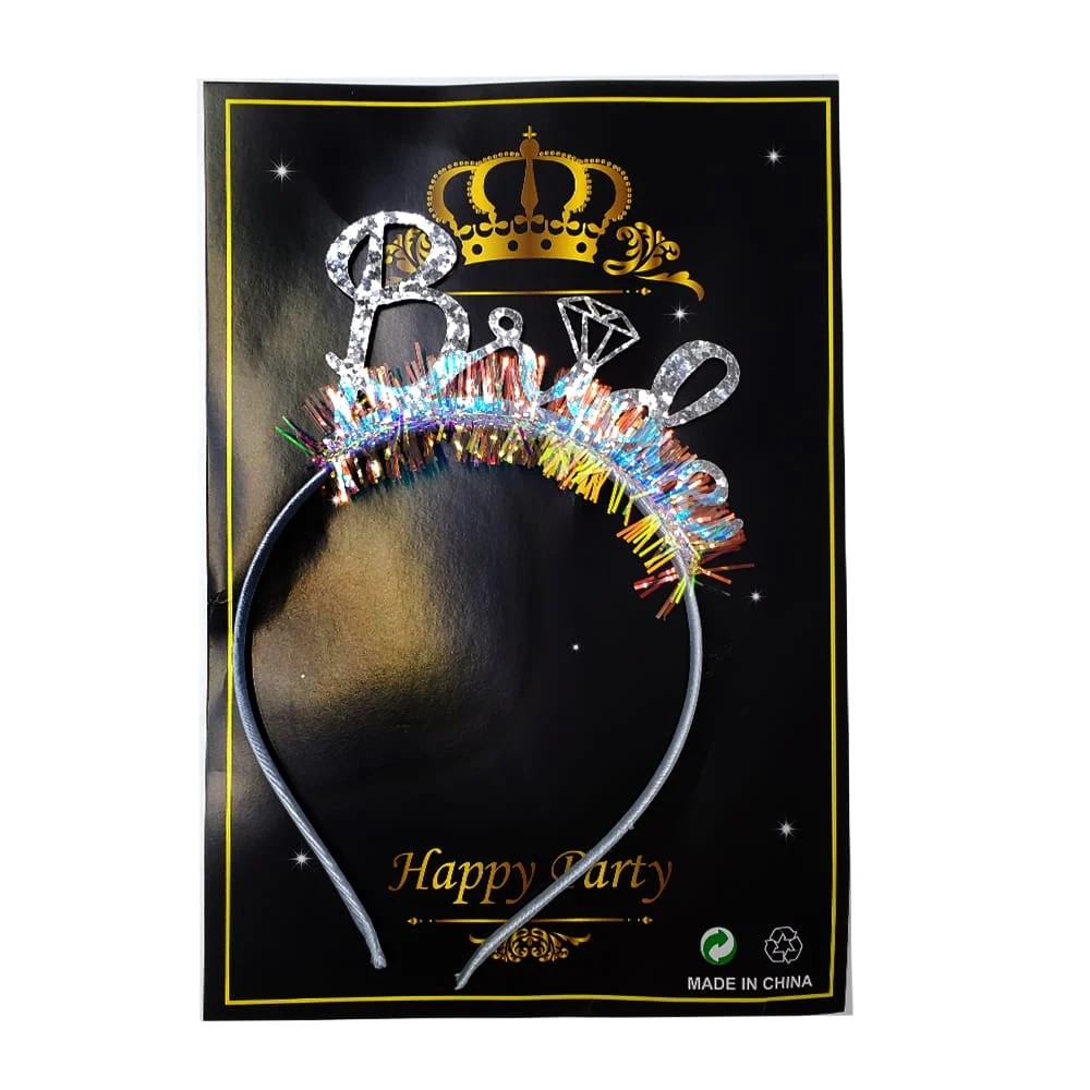1pza diadema para boda con letras y anillo de lentejuelas metálicas y…