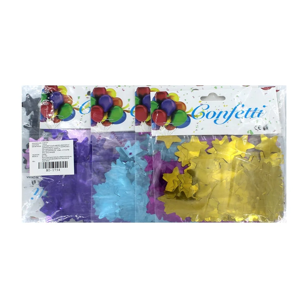 Paquete con 12 sobres de confeti en efecto metálico, variedad de form…