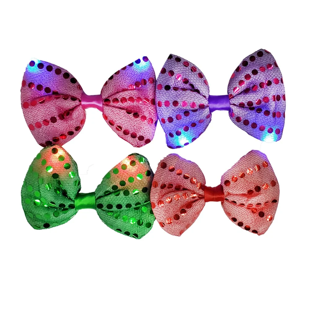 Paquete con 12 moños de tela con elástico de lentejuelas, brillantina…