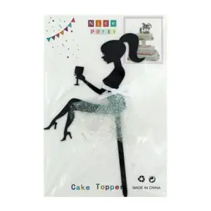 Cake topper en forma de mujer con falda de tela y moño de listón para…