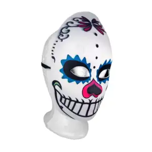 1pza Máscara unisex de tela con diseño de catrín + elástico