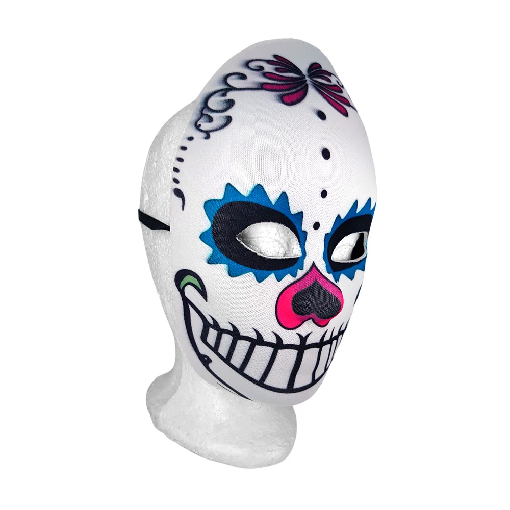 1pza Máscara unisex de tela con diseño de catrín + elástico