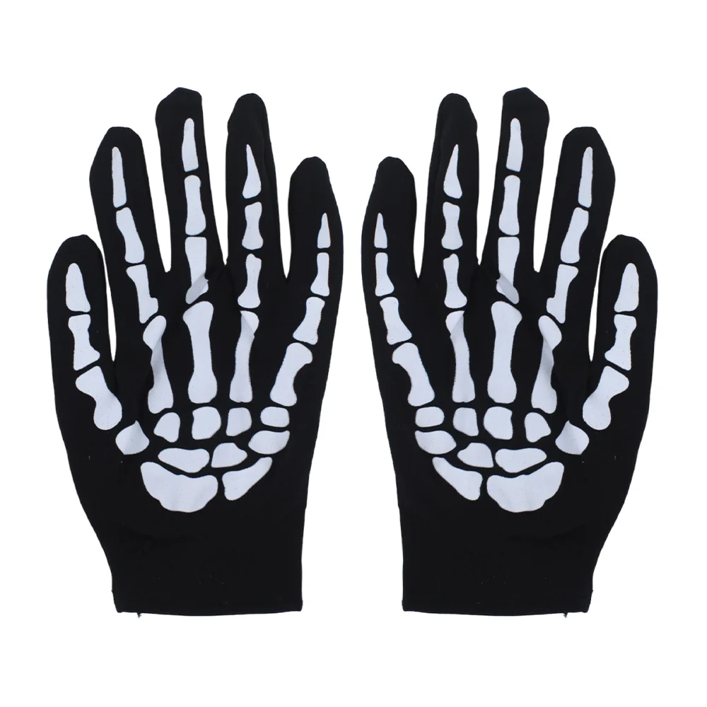 Par de guantes unitalla con diseño de huesos calavera para disfraz de…