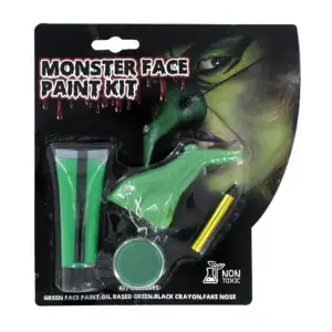 Set de pintura facial color verde con nariz de plástico tipo bruja / …