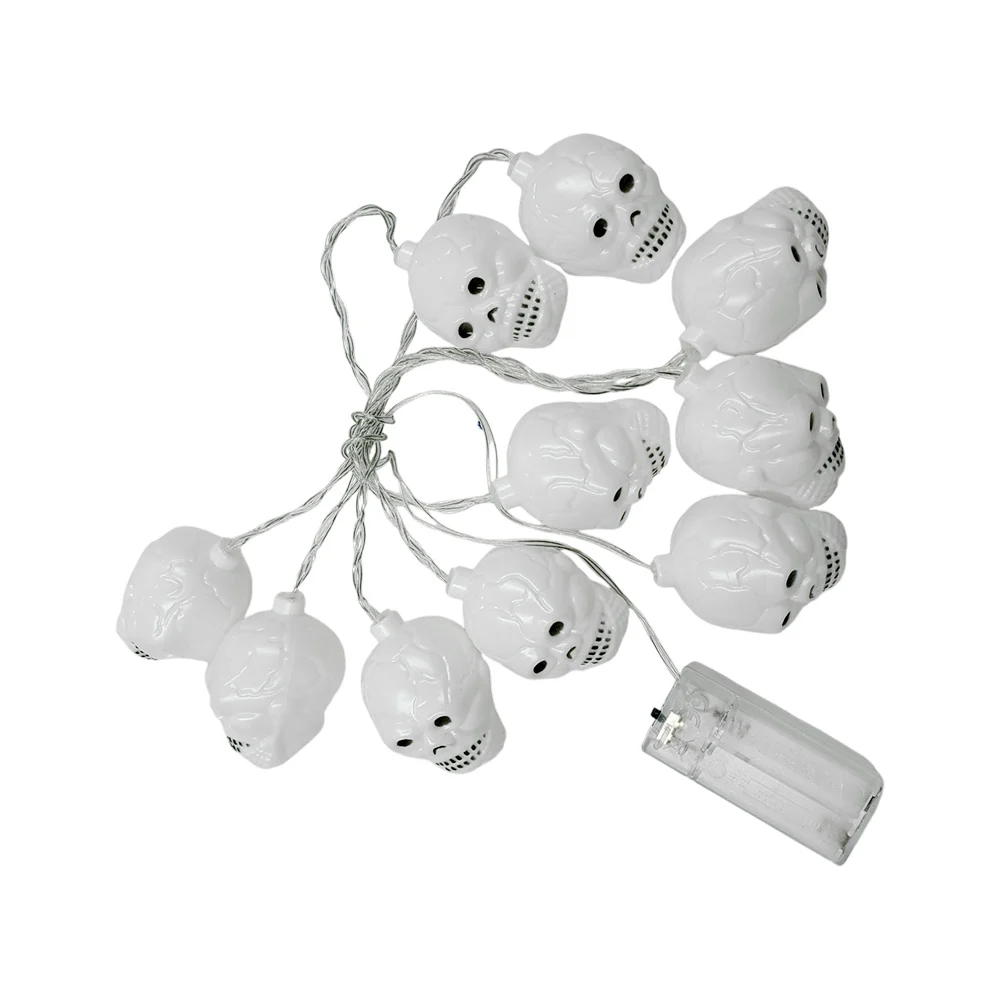 Serie guirnalda led de pila con diseño de cráneos calaveras blancas /…
