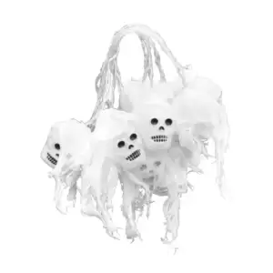 Serie guirnalda led de pila con diseño de calaveras y tela blanca / b…