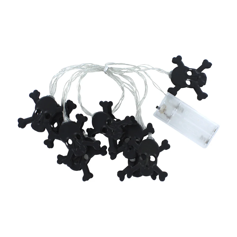 Serie guirnalda led de pila con diseño de cráneo calavera negra 3d / …