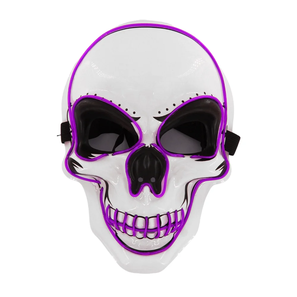 Mascara con luz led de pilas en forma de calavera blanca con detalles…