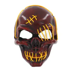 1pza Mascara con luz led de pilas en forma de calavera negra con rojo…