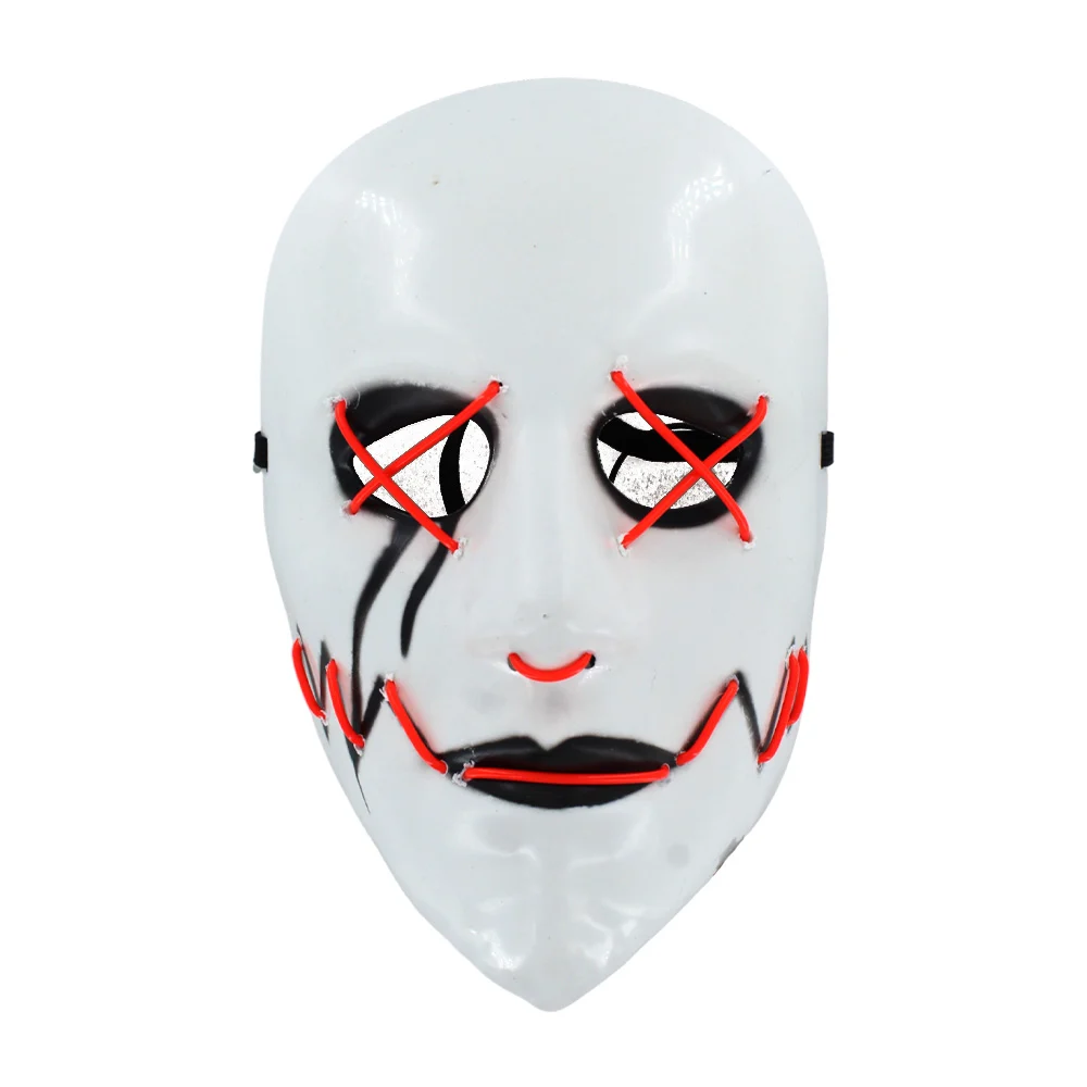 1pza Mascara blanca con negro para halloween con luz led de pilas, va…